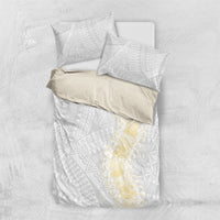 Niue White Sunday Bedding Set Niuean Hiapo With Puakenikeni Lei LT05 US Twin 172cm x 218cm White - Polynesian Pride