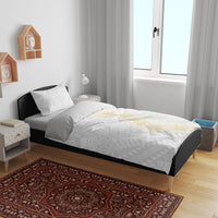 Niue White Sunday Bedding Set Niuean Hiapo With Puakenikeni Lei LT05 - Polynesian Pride