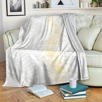 Niue White Sunday Blanket Niuean Hiapo With Puakenikeni Lei LT05 White - Polynesian Pride