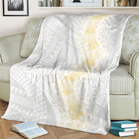 Niue White Sunday Blanket Niuean Hiapo With Puakenikeni Lei LT05 - Polynesian Pride