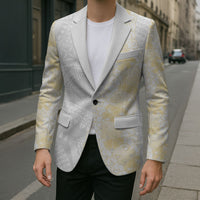 Niue White Sunday Blazer Niuean Hiapo With Puakenikeni Lei LT05 - Polynesian Pride