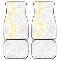 Niue White Sunday Car Mats Niuean Hiapo With Puakenikeni Lei LT05 - Polynesian Pride