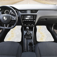 Niue White Sunday Car Mats Niuean Hiapo With Puakenikeni Lei LT05 Set 2pcs - Front White - Polynesian Pride