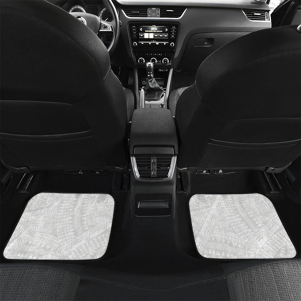 Niue White Sunday Car Mats Niuean Hiapo With Puakenikeni Lei LT05 Set 2pcs - Back White - Polynesian Pride