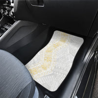 Niue White Sunday Car Mats Niuean Hiapo With Puakenikeni Lei LT05 - Polynesian Pride