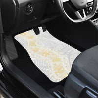 Niue White Sunday Car Mats Niuean Hiapo With Puakenikeni Lei LT05 - Polynesian Pride