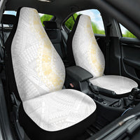 Niue White Sunday Car Seat Cover Niuean Hiapo With Puakenikeni Lei LT05 One Size White - Polynesian Pride