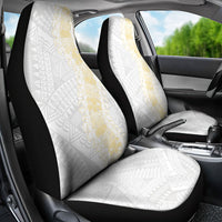 Niue White Sunday Car Seat Cover Niuean Hiapo With Puakenikeni Lei LT05 - Polynesian Pride