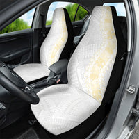 Niue White Sunday Car Seat Cover Niuean Hiapo With Puakenikeni Lei LT05 - Polynesian Pride