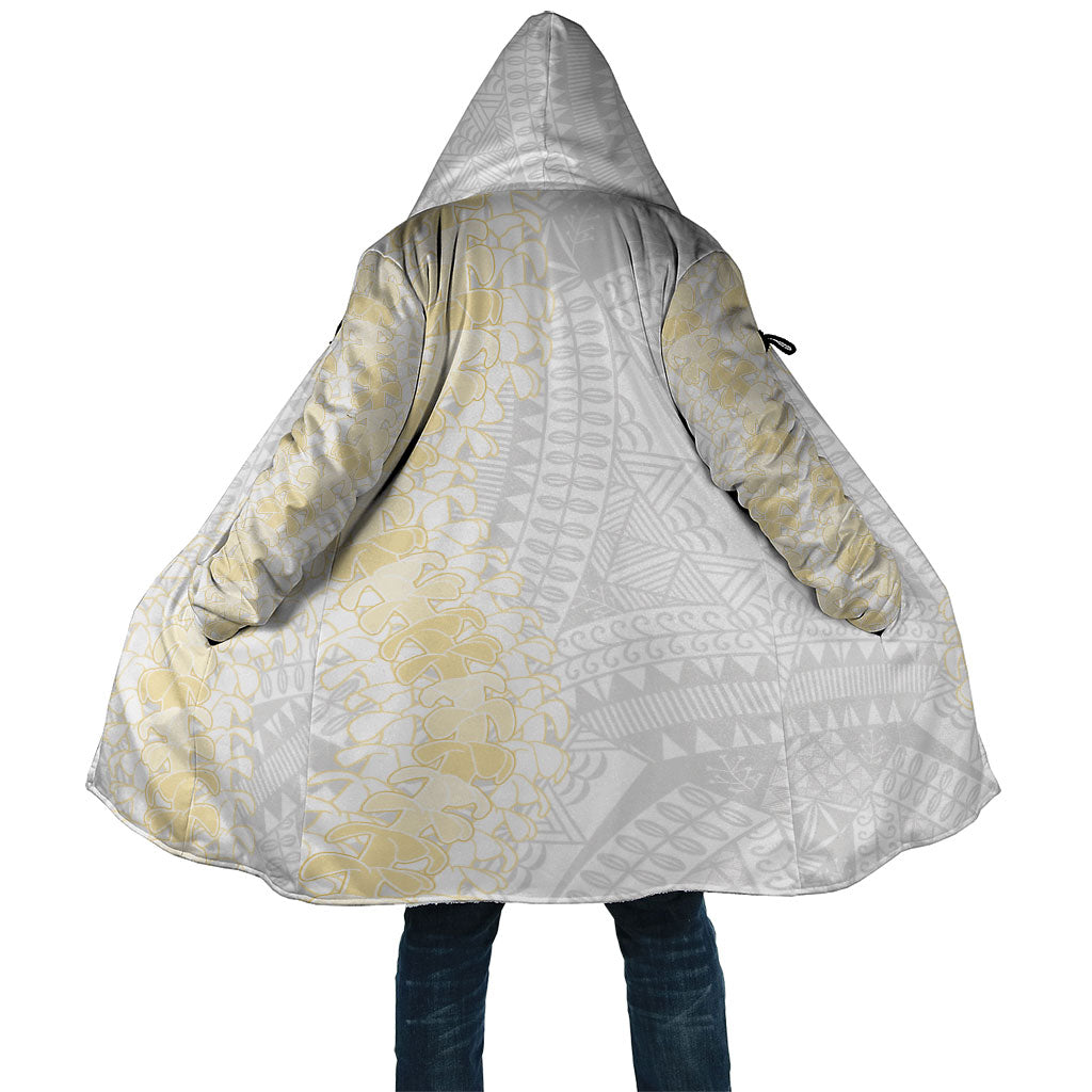 Niue White Sunday Cloak Niuean Hiapo With Puakenikeni Lei LT05 Unisex White - Polynesian Pride