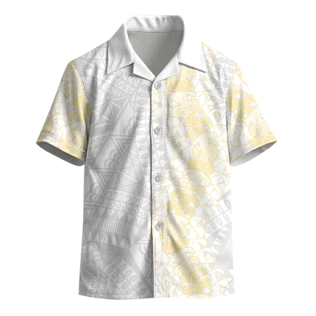 Niue White Sunday Kid Hawaiian Shirt Niuean Hiapo With Puakenikeni Lei LT05 - Polynesian Pride