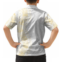 Niue White Sunday Kid Hawaiian Shirt Niuean Hiapo With Puakenikeni Lei LT05 - Polynesian Pride