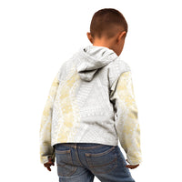 Niue White Sunday Kid Hoodie Niuean Hiapo With Puakenikeni Lei LT05 - Polynesian Pride