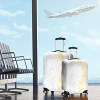 Niue White Sunday Luggage Cover Niuean Hiapo With Puakenikeni Lei LT05 - Polynesian Pride