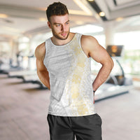 Niue White Sunday Men Tank Top Niuean Hiapo With Puakenikeni Lei LT05 White - Polynesian Pride