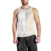 Niue White Sunday Men Tank Top Niuean Hiapo With Puakenikeni Lei LT05 - Polynesian Pride