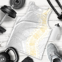 Niue White Sunday Men Tank Top Niuean Hiapo With Puakenikeni Lei LT05 - Polynesian Pride