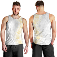 Niue White Sunday Men Tank Top Niuean Hiapo With Puakenikeni Lei LT05 - Polynesian Pride