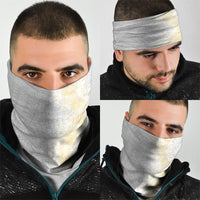 Niue White Sunday Neck Gaiter Niuean Hiapo With Puakenikeni Lei LT05 - Polynesian Pride