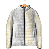 Niue White Sunday Padded Jacket Niuean Hiapo With Puakenikeni Lei LT05 - Polynesian Pride