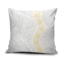 Niue White Sunday Pillow Cover Niuean Hiapo With Puakenikeni Lei LT05 White - Polynesian Pride