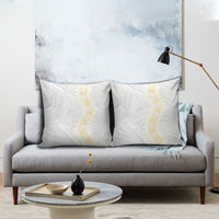 Niue White Sunday Pillow Cover Niuean Hiapo With Puakenikeni Lei LT05 - Polynesian Pride