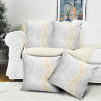 Niue White Sunday Pillow Cover Niuean Hiapo With Puakenikeni Lei LT05 - Polynesian Pride