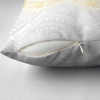 Niue White Sunday Pillow Cover Niuean Hiapo With Puakenikeni Lei LT05 - Polynesian Pride