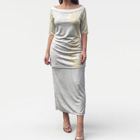 Niue White Sunday Puletasi Niuean Hiapo With Puakenikeni Lei LT05 Long Dress White - Polynesian Pride