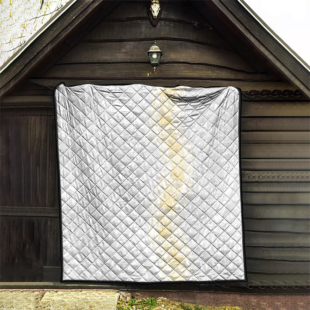 Niue White Sunday Quilt Niuean Hiapo With Puakenikeni Lei LT05 - Polynesian Pride