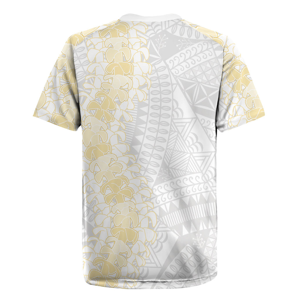 Niue White Sunday Rugby Jersey Niuean Hiapo With Puakenikeni Lei LT05 - Polynesian Pride