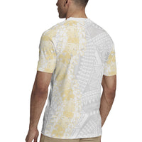 Niue White Sunday Rugby Jersey Niuean Hiapo With Puakenikeni Lei LT05 - Polynesian Pride