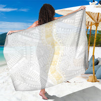 Niue White Sunday Sarong Niuean Hiapo With Puakenikeni Lei LT05 One Size 44 x 66 inches White - Polynesian Pride