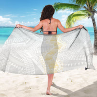 Niue White Sunday Sarong Niuean Hiapo With Puakenikeni Lei LT05 - Polynesian Pride