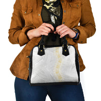 Niue White Sunday Shoulder Handbag Niuean Hiapo With Puakenikeni Lei LT05 - Polynesian Pride