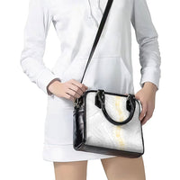 Niue White Sunday Shoulder Handbag Niuean Hiapo With Puakenikeni Lei LT05 - Polynesian Pride