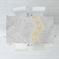 Niue White Sunday Tablecloth Niuean Hiapo With Puakenikeni Lei LT05 White - Polynesian Pride