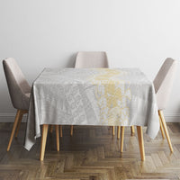 Niue White Sunday Tablecloth Niuean Hiapo With Puakenikeni Lei LT05 - Polynesian Pride