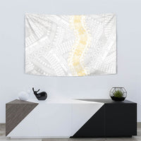 Niue White Sunday Tapestry Niuean Hiapo With Puakenikeni Lei LT05 - Polynesian Pride