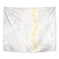 Niue White Sunday Tapestry Niuean Hiapo With Puakenikeni Lei LT05 - Polynesian Pride
