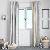 Niue White Sunday Window Curtain Niuean Hiapo With Puakenikeni Lei LT05 - Polynesian Pride