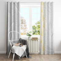 Niue White Sunday Window Curtain Niuean Hiapo With Puakenikeni Lei LT05 - Polynesian Pride