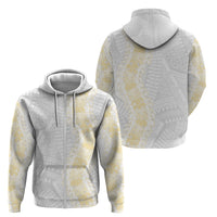 Niue White Sunday Zip Hoodie Niuean Hiapo With Puakenikeni Lei LT05 - Polynesian Pride