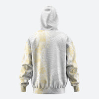 Niue White Sunday Zip Hoodie Niuean Hiapo With Puakenikeni Lei LT05 - Polynesian Pride