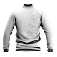 American Samoa White Sunday Baseball Jacket Polynesian Pattern With Tropical Flowers LT05 - Polynesian Pride