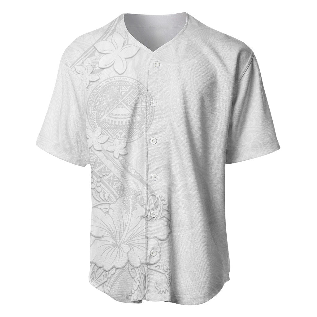 American Samoa White Sunday Baseball Jersey Polynesian Pattern With Tropical Flowers LT05 White - Polynesian Pride