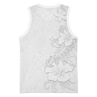 American Samoa White Sunday Basketball Jersey Polynesian Pattern With Tropical Flowers LT05 - Polynesian Pride