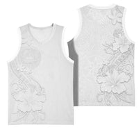 American Samoa White Sunday Basketball Jersey Polynesian Pattern With Tropical Flowers LT05 - Polynesian Pride