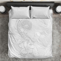 American Samoa White Sunday Bedding Set Polynesian Pattern With Tropical Flowers LT05 White - Polynesian Pride