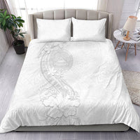 American Samoa White Sunday Bedding Set Polynesian Pattern With Tropical Flowers LT05 - Polynesian Pride